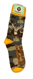 Lustige Erwachsene Einheitsgröße Camouflage * Ich mag Big Bucks * Grafik Crew-Socken * Neu mit Etikett * Einheitsgröße - Bild 1 von 4