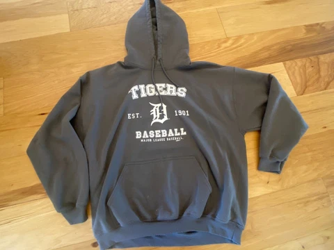 VINTAGE STITCHES GRAY L/S PULLOVER HOODIE XL DETROIT TIGERS MLB BASEBALL Cover