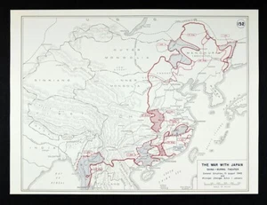 WWII Map Japan War China Burma Allied Recovery Nanning Hong Kong Mandalay 1945 - Picture 1 of 2