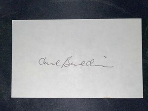 1961 SENATORS: Carl Bouldin, SIGNED 3x5 Card (JS)