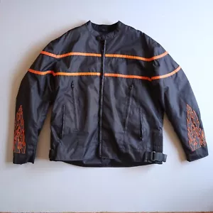 Unik Revolution motorcycle jacket Biker Mens 3XL Black Orange Flames Moto - Picture 1 of 10