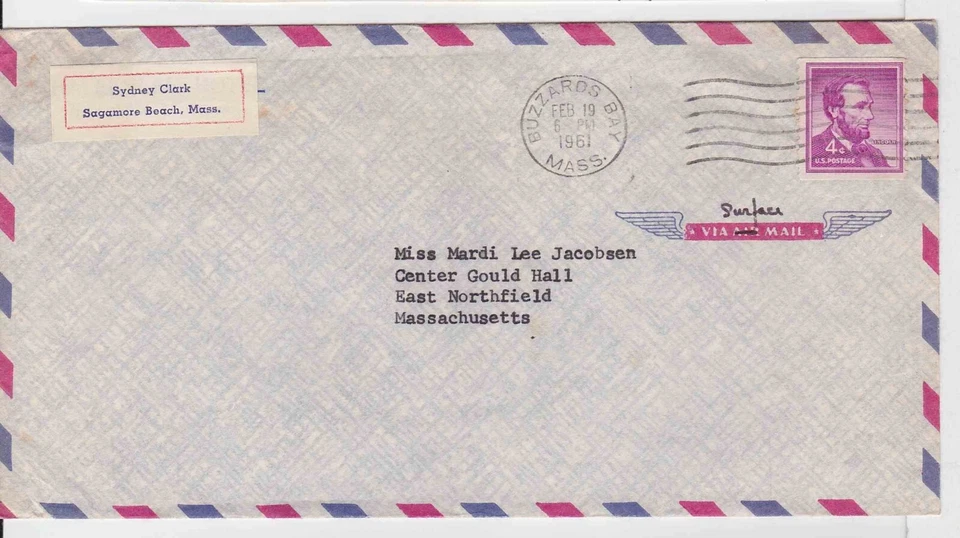 TurtlesTradingPost- Buzzards Bay, MA- 1961  Airmail Cover - Image 1 of 1