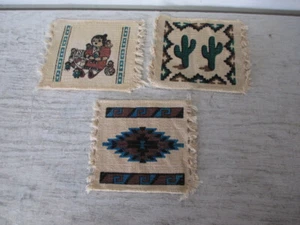 Vintage Set Of 3 Woven Canvas Southwestern Pot Holders Trivets Hot Pad 5-1/2"x7" - Picture 1 of 5