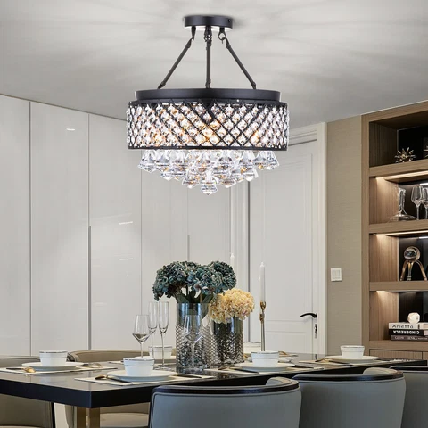 Modern Crystal Chandeliers Kitchen Pendant Hanging Ceiling Lamp Fixtures Cover
