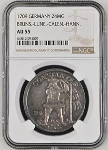 1709 Germany 24MG Wild Man Bruns Lune Calen Hann - NGC AU55 - Picture 1 of 2