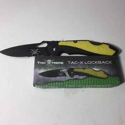 Cuchillo Tac Xtreme Amarillo Mango de Agarre Tac-X Lockback Modelo TX-098Y ¡NUEVO EN LA CAJA! Foto 1 de 4