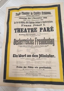 Original 1908 Teplice KONZERT POSTER Franz Josef I. 60. Jahrestag - Bild 1 von 2
