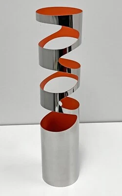 Современная немецкая ваза Philippi Loom из нержавеющей стали и оранжевого лака 15,35 дюйма - Изображение 1 из 4