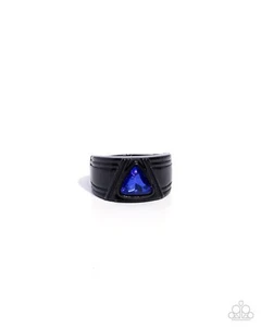 Paparazzi Trenchant Triangle - Blue - Mens/Unisex Ring - Picture 1 of 2