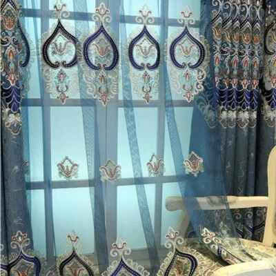 Cortina bordada apagón europeo lujo chenilla ventana cortina decoración del hogar 1 pieza Foto 1 de 4
