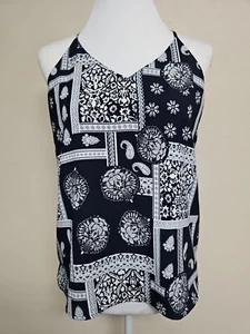 NWT T TAHARI Women's Blouse V-Neck Sleeveless Bandana Print Polyester.Size XS - Picture 1 of 13