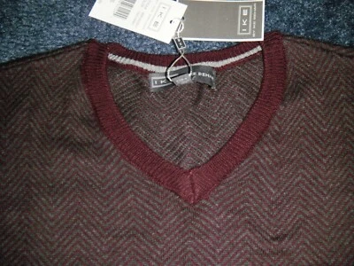 Ike Behar Sweater Men Small V-Neck Herringbone Pattern Long Sleeve - Image 1 of 4