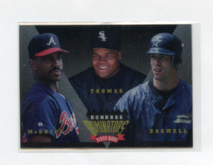 1995 DONRUSS DOMINATORS # 3 JEFF  BAGWELL  , FRANK THOMAS , FRED MCGRIFF
