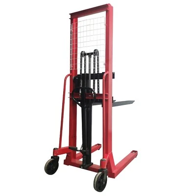 1 Ton Manual Hydraulic Pump Walkie Stacker Forklift Reach Pallet Cargo Hoisting - Image 1 of 4