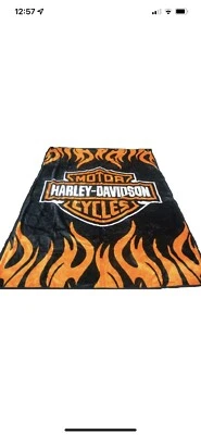 Manta Harley Davidson clásica de felpa súper suave negra/tiro completo o tamaño queen Foto 1 de 4