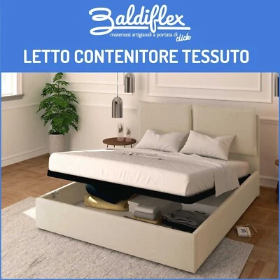 LETTO MATRIMONIALE CONTENITORE IN TESSUTO RETE A DOGHE IN LEGNO LICIA 160x200 cm - Immagine 1 di 3