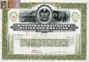 1901 Bingham Consolidato Miningham Stock Certificato - Foto 1 di 1