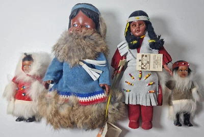 Handgefertigte kanadische Indien Art Eskimo Puppen Canada Souvenir 1990er 20cm - Bild 1 von 4