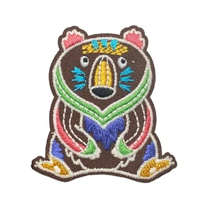 Folk-art Bear, Animals, Embroidered Iron on Patch, 2" - Picture 1 of 3