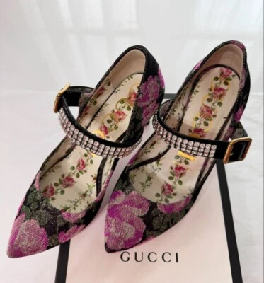 Zapatos de tacón alto Gucci florales bisutería para mujer talla 35,5 Foto 1 de 4