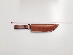 Funda de cuchillo de hoja fija - Funda de bucle de cinturón vertical de cuero hecha a mano de 8" - Imagen 1 de 5