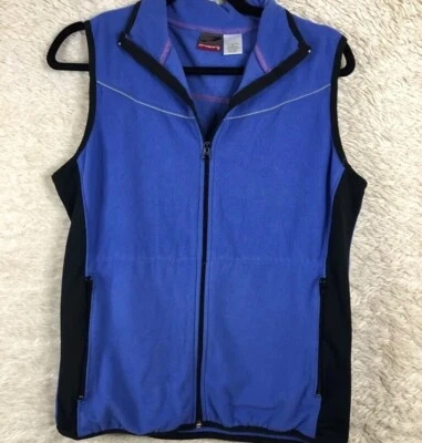 Chaleco para mujer Pro Spirit púrpura negro bloque de color cuello falso bolsillos con cremallera M Foto 1 de 4