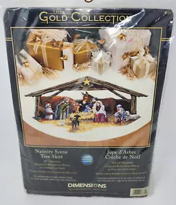 Dimensions Cross Stitch Gold Collection Nativity Scene Tree Skirt Religious - Picture 1 of 5