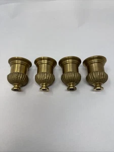 Set (4) Antik Vintage Messingguss Kerzenhalter Tassen Kronleuchter Teile - Bild 1 von 15