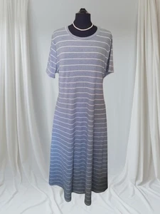 NEW Grey White Stripe Ribbed Jersey Dress With Side Pockets Size 22 - Picture 1 of 4
