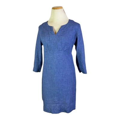 Boden Size 6P Blue Linen Dress Side Zip - Image 1 of 4