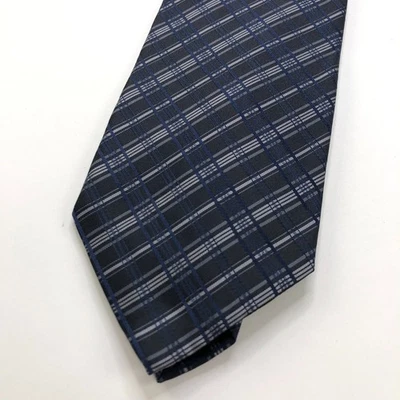 Corbata de cuello Calvin Klein azul gris 100 % seda geométrica para hombre 3"/57 pulgadas Foto 1 de 4
