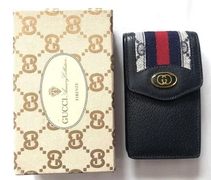GUCCI cigarette case navy Old Gucci - Picture 1 of 11