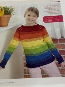 Rainbow Sweater Knitting Pattern Kid Size 6-12 Magazine Pages - Picture 1 of 3