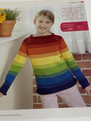 Rainbow Sweater Knitting Pattern Kid Size 6-12 Magazine Pages - Image 1 of 3