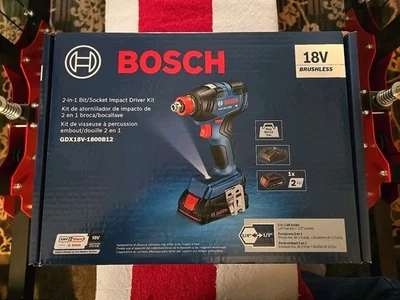 NEW NIB Bosch 18V GDX18V-1800B12 Brushless Impact 2-in-1 Driver/Wrench Kit - Image 1 of 2