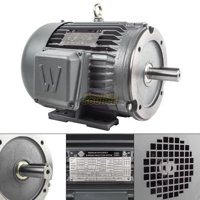 5 HP 3 Phase Electric Motor C-Face 3600 RPM 184TC TEFC 230/460 Volt Severe Duty - Image 1 of 4