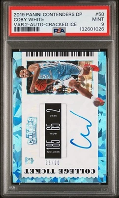2019-20 Contenders Draft Cracked Ice Ticket /23 Coby White Rookie Auto RC PSA 9 - Image 1 of 3