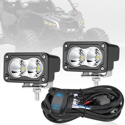 2X For Can-Am Maverick X3 3inch LED Cube Work Bar Spot Pods + Rocker Switch Wire - Image 1 of 4