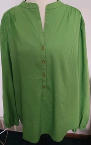 Buckhead Betties Damen Kleeblatt grün Knopf V-Ausschnitt Pop Over Tunika Top - Bild 1 von 7