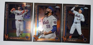 2025 Topps Chrome New York Mets 3 card Lot- Sean Manea, Brandon Nimmo, Alvarez - Picture 1 of 2