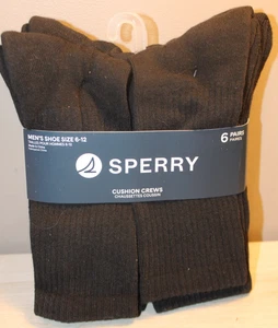 SPERRY CUSHION CREW CALCETINES 6 PARES VALUE PACK CALCETINES NEGROS HOMBRE TALLA 6-12 NUEVOS - Imagen 1 de 2