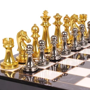 Metal Chess Set for Adults and Kids – Marbling Chess Board with Chess Pieces ... - Picture 1 of 9