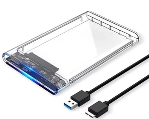 USB3.0 to 2.5 - Inch SATA External Hard Drive Enclosure - Transparent White - Picture 1 of 6