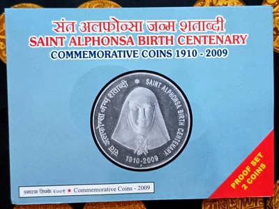 India Republic 2009-B Birth Centenary Saint Alphonsa Proof Coin Set Of Rs 100 &5 - Image 1 of 4