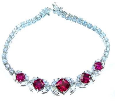 Brazalete Rubí Mozambique 22,2 quilates Plata de Ley 925 Artesanal Rojo 14,5 g Foto 1 de 4