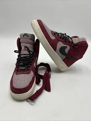 Nike Air Force 1 Hi Premium Suede Women's Size 10 Red/Black/Plum Fog 845065-600 - Image 1 of 4