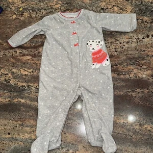 New Carter’s Fleece Puppy Dog Gray Long Sleeve Footie Sleeper Pajamas 3M - Picture 1 of 6