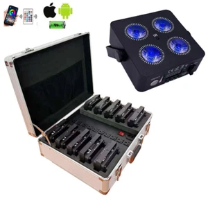 10pc+case Mini 4X18W IR4 Battery Wireless Led uplight Disco DJ Club Party Light - Picture 1 of 11
