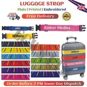 Personalised Luggage Straps Safety Suitcase Belt Custom Printed or Embroidered - Picture 1 of 11