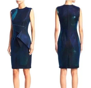 NERO BY JATIN VARMA Sleeveless Metallic Cocktail Dress In Azul Size 2 - Picture 1 of 10
